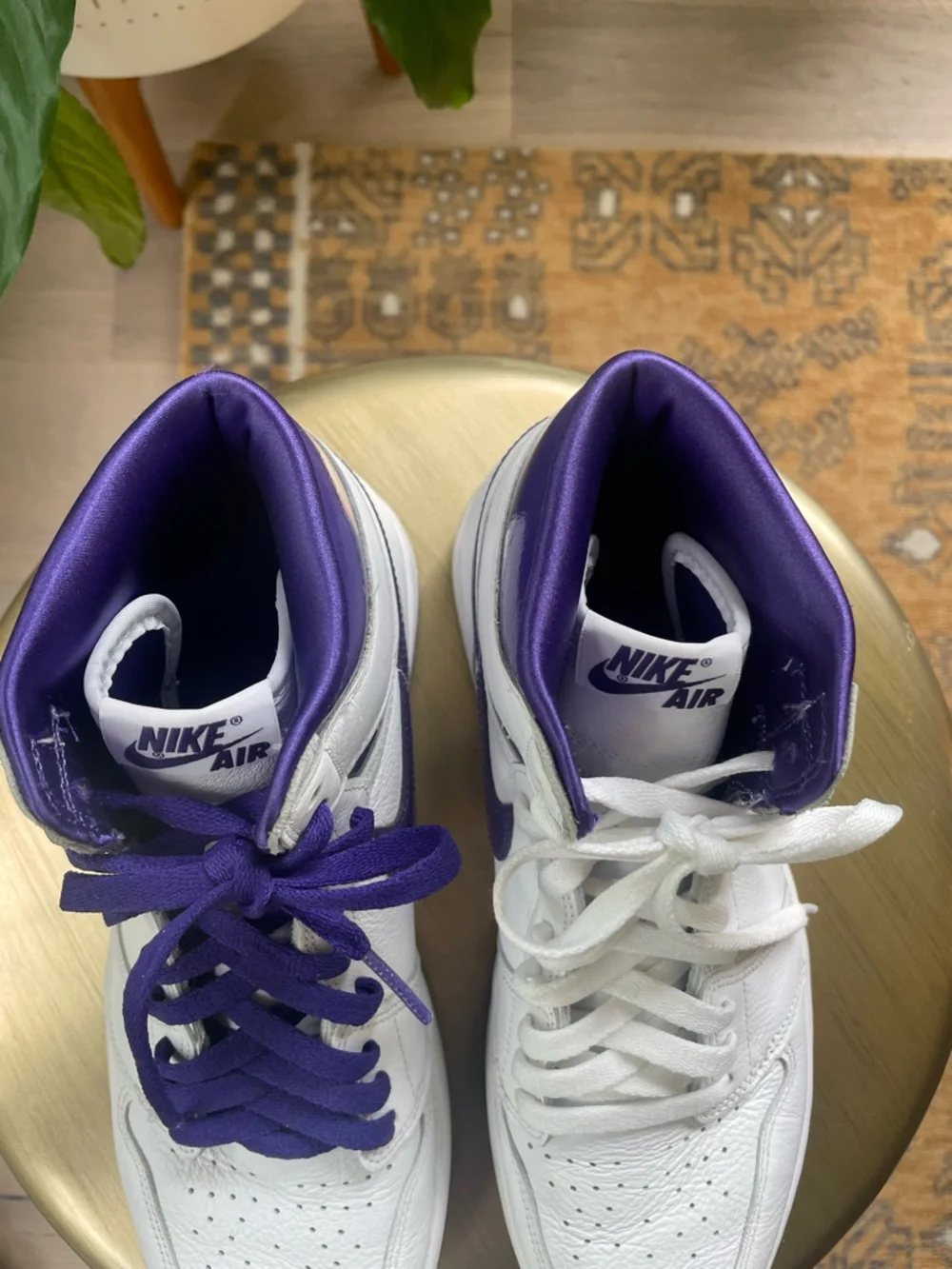 Nike Air Jordan w COA 1 Retro High OG Court Purple Women’s Sz 10 CD0461-151 - Picture 7 of 11